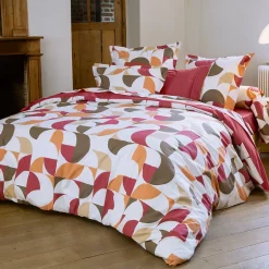 Linnea Housse de couette 260x240 cm en 100% percale MODULO blanc acajou