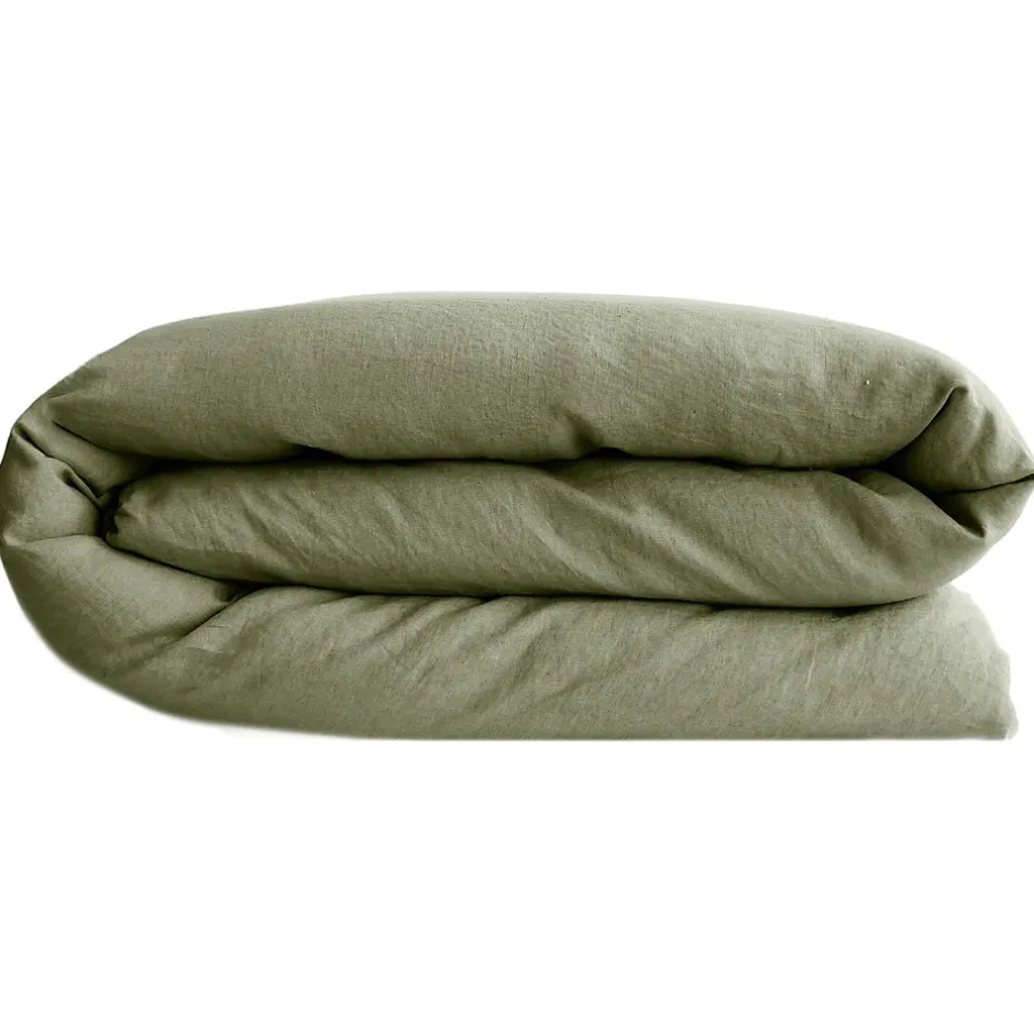 Linnea Housse de couette 260X240 cm lit queen size lin lavé SONATE vert Sauge