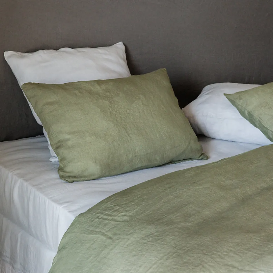 Linnea Housse de couette 260X240 cm lit queen size lin lavé SONATE vert Sauge