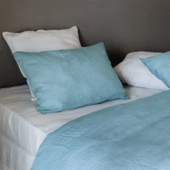 Linnea Housse de couette 200x200 cm lin lavé SONATE bleu Topaze Sale