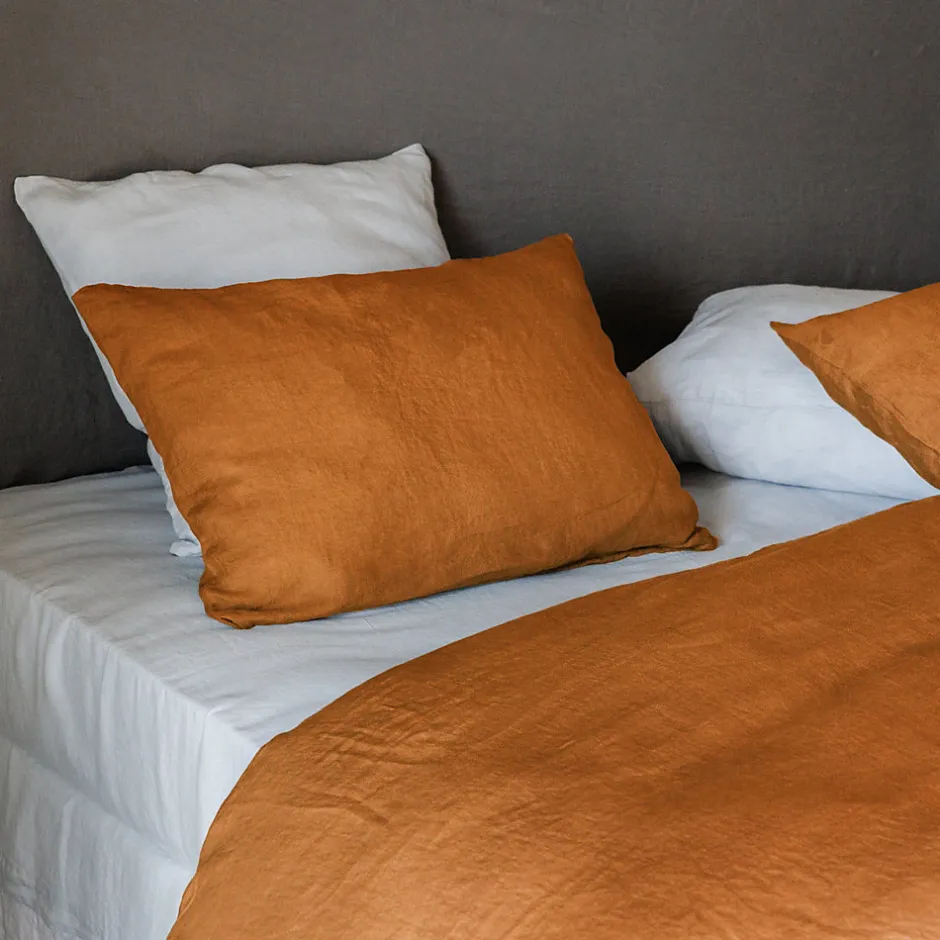 Linnea Housse de couette 260X240 cm lin lavé SONATE orange Terre cuite