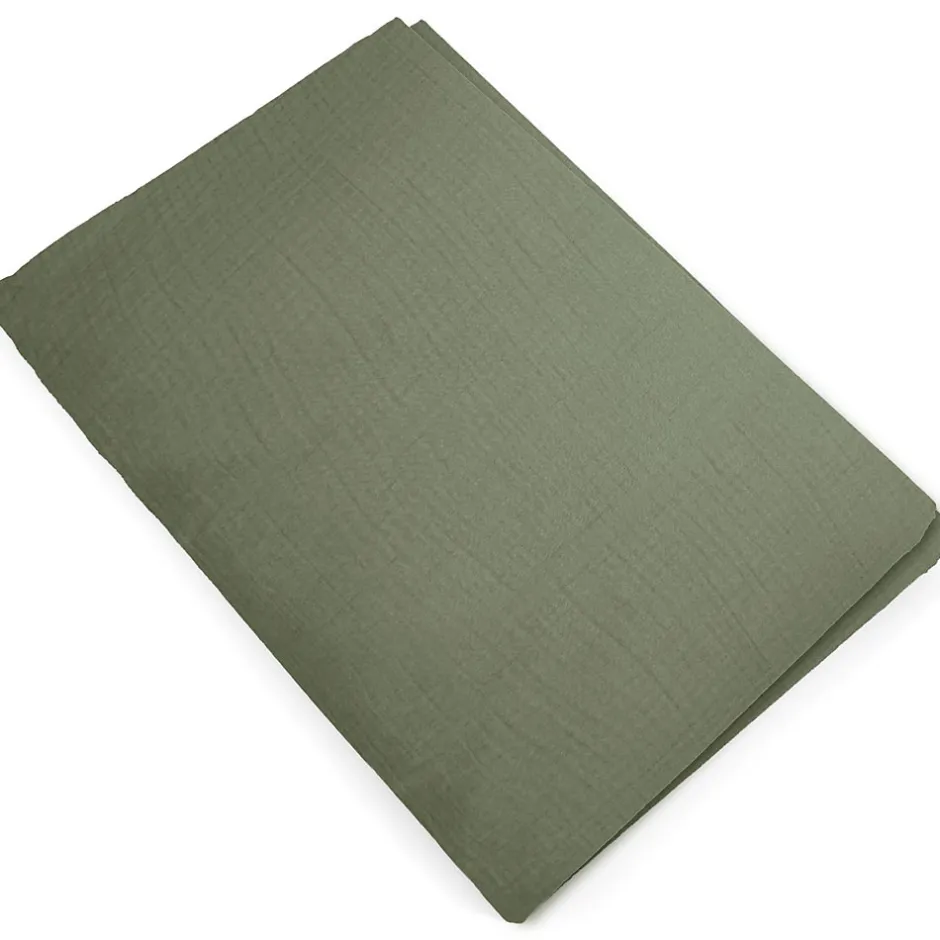 Linnea Housse de couette 260x240 cm mousseline de coton MILOS vert mousse