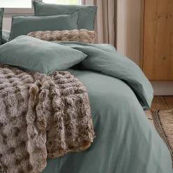 Linnea Housse de couette 260x240 cm mousseline de coton MILOS vert lichen New