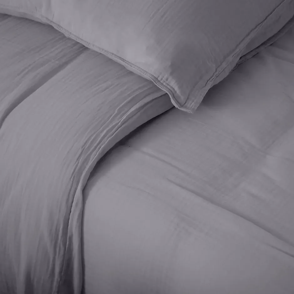 Linnea Housse de couette 260x240 cm mousseline de coton MILOS gris cendre Clearance