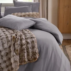 Linnea Housse de couette 260x240 cm mousseline de coton MILOS gris cendre Clearance