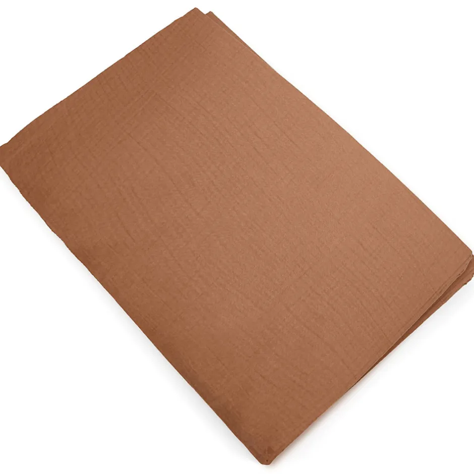 Linnea Housse de couette 240x220 cm mousseline de coton MILOS marron cognac