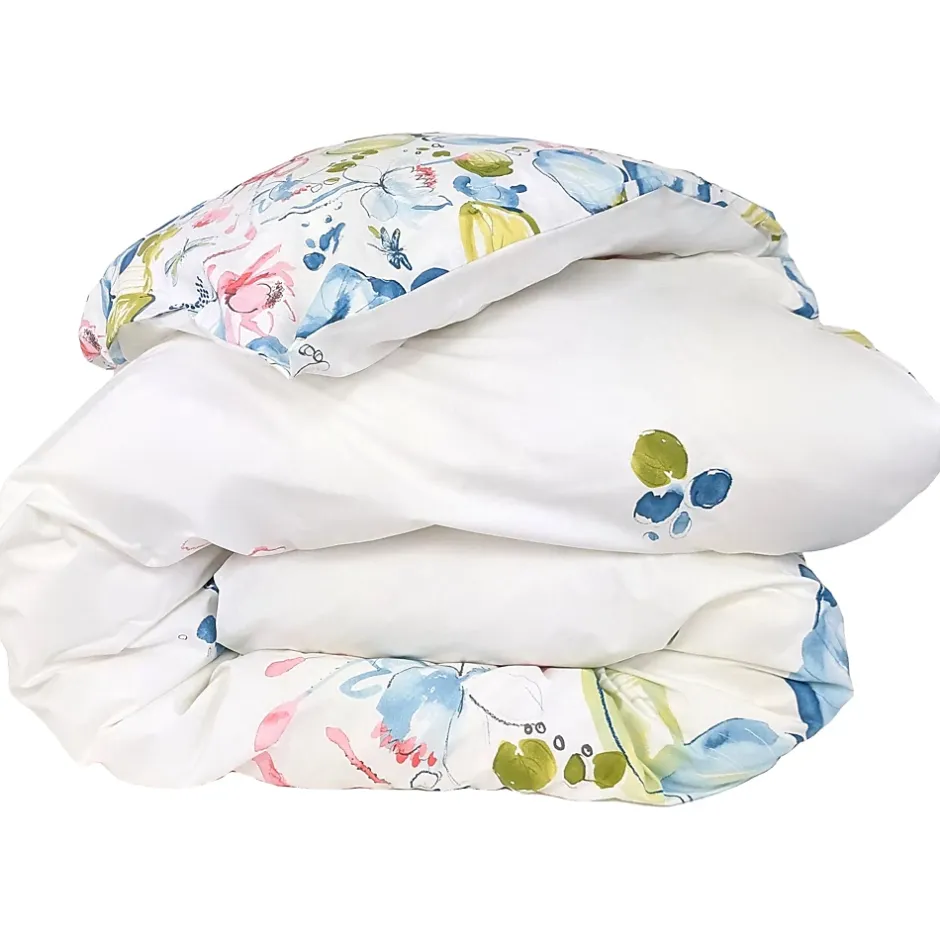 Linnea Housse de couette 200x200 cm percale coton NENUPHAR aqua Discount