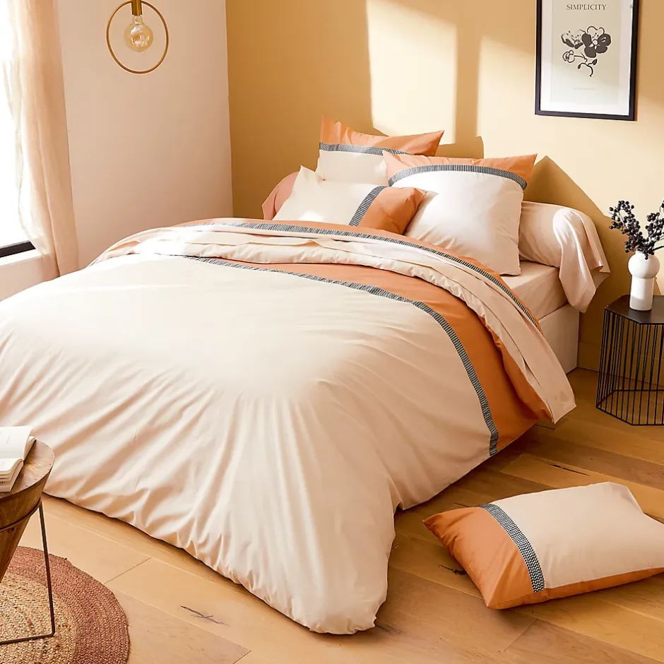 Linnea Housse de couette 280x240 cm percale coton MACASSAR Cognac Hot