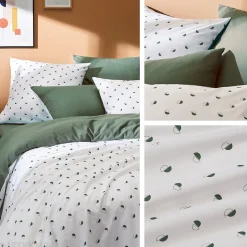 Linnea Housse de couette 240x220 cm percale coton ALEX vert Kaki