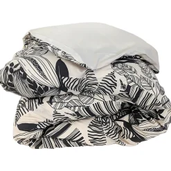 Linnea Housse de couette 200x200 cm percale de coton ALBA beige/noir