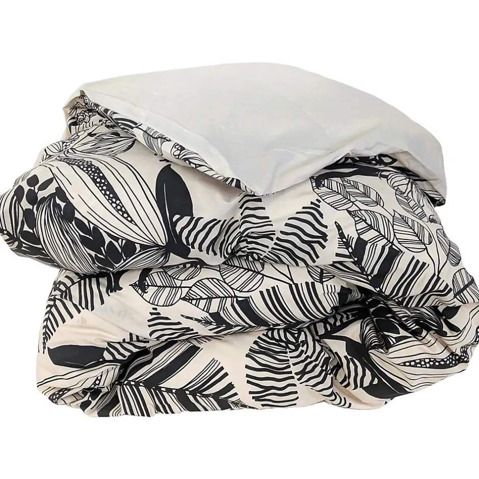 Linnea Housse de couette 200x200 cm percale de coton ALBA beige/noir