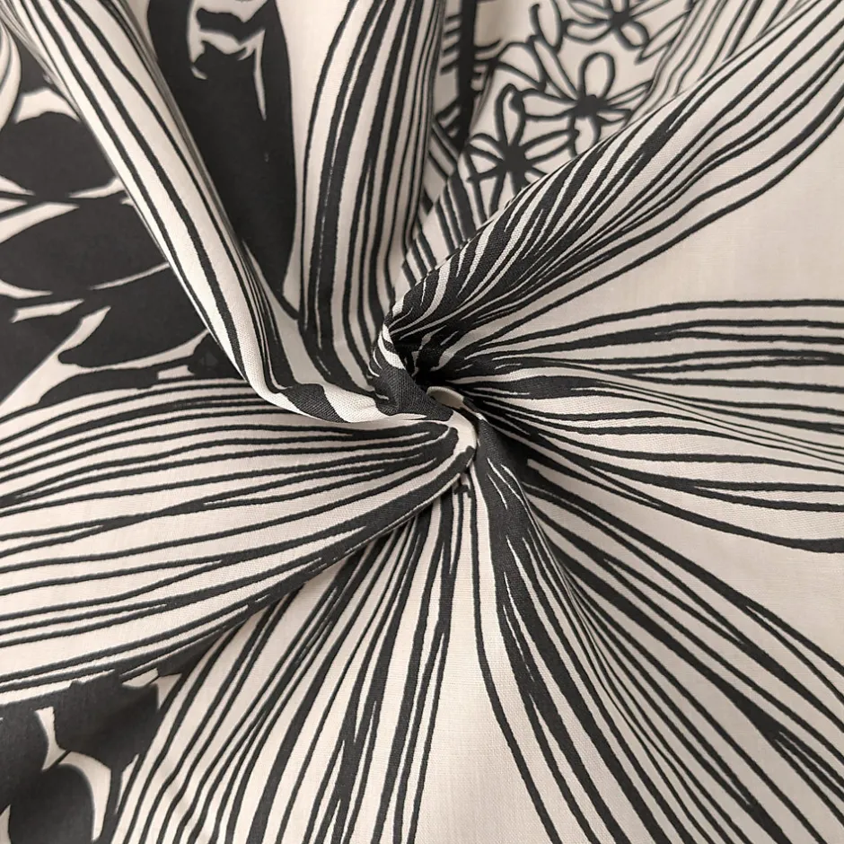 Linnea Housse de couette 200x200 cm percale de coton ALBA beige/noir