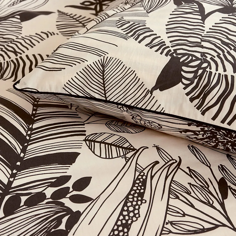 Linnea Housse de couette 200x200 cm percale de coton ALBA beige/noir