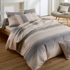 Linnea Housse de couette 200x200 cm percale coton ESTEBAN Beige New