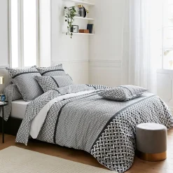 Linnea Housse de couette 240x220 cm percale coton RIVIERA noir Réglisse Hot