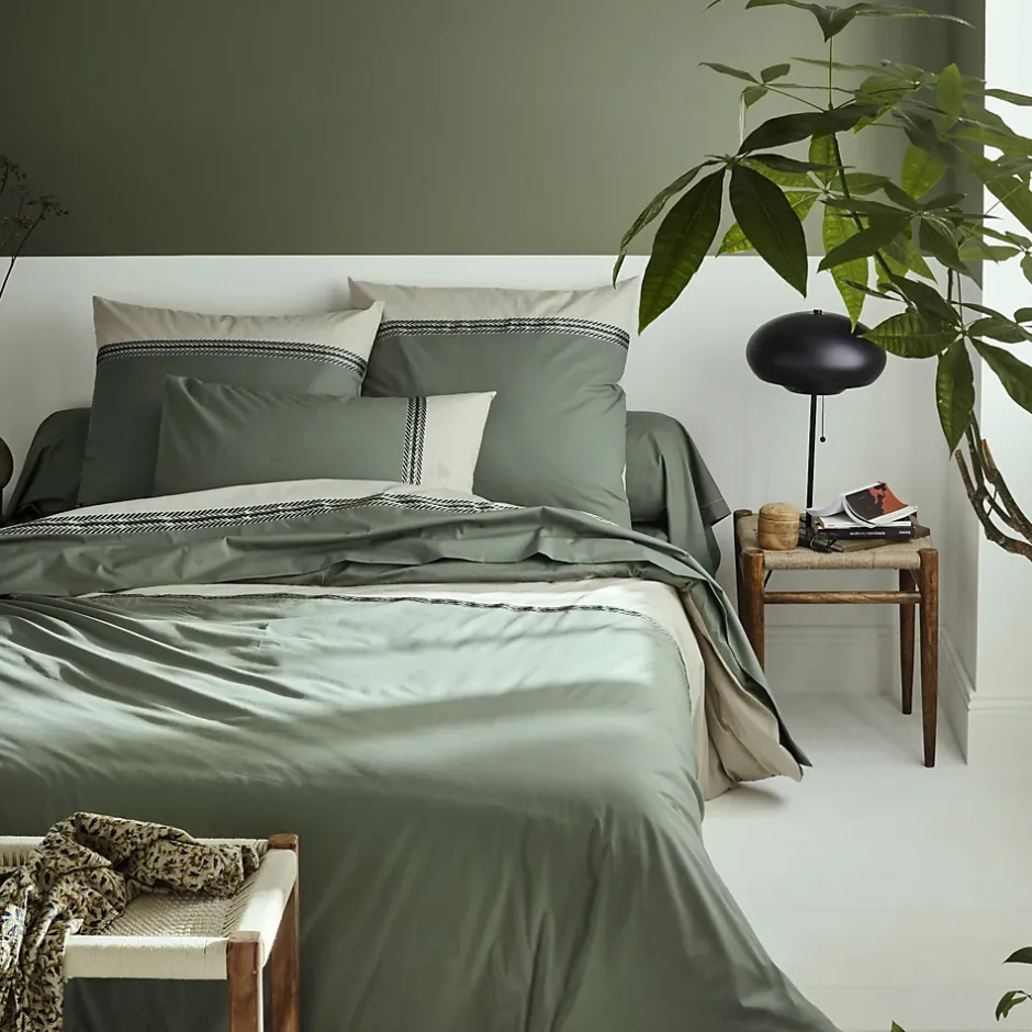Linnea Housse de couette 140x200 cm percale coton NOA vert Kaki Clearance