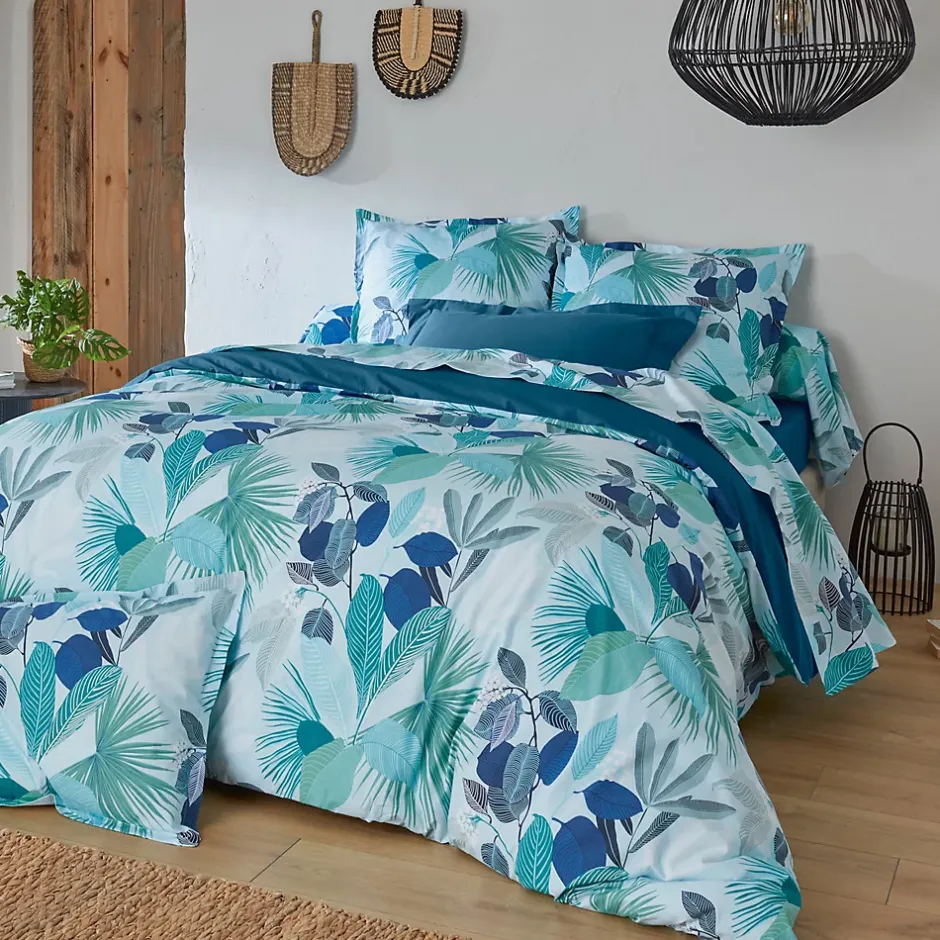 Linnea Housse de couette 240x220 cm percale de coton MOOREA PACIFIC bleu/vert Outlet