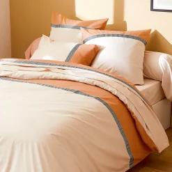 Linnea Housse de couette 260x240 cm percale coton MACASSAR Cognac New