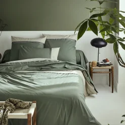 Linnea Housse de couette 240x220 cm percale coton NOA vert Kaki