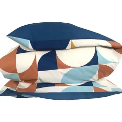 Linnea Housse de couette 200x200 cm percale de coton MODULO bleu cobalt