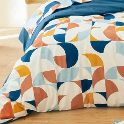 Linnea Housse de couette 260x240 cm percale de coton MODULO bleu cobalt Discount