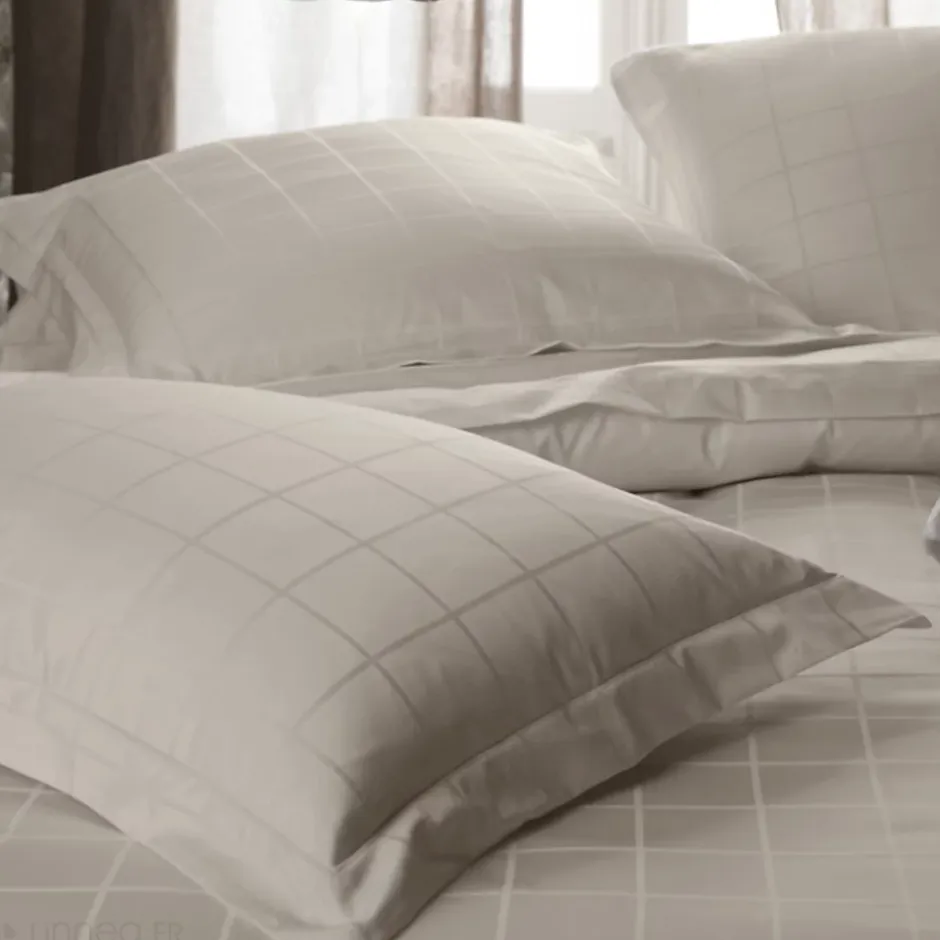 Linnea Housse de couette 280x240 cm satin CONCERTO carreaux beige Lin Best