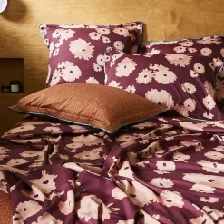 Linnea Housse de couette 140x200 cm satin de coton COUP DE FOUDRE Prune/caramel Best