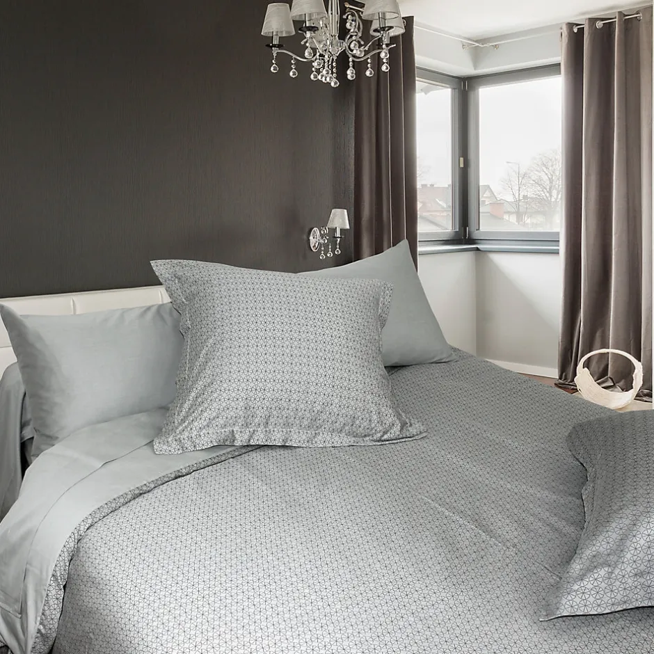 Linnea Housse de couette 240x220 cm Satin de coton ETOILE Gris clair Hot