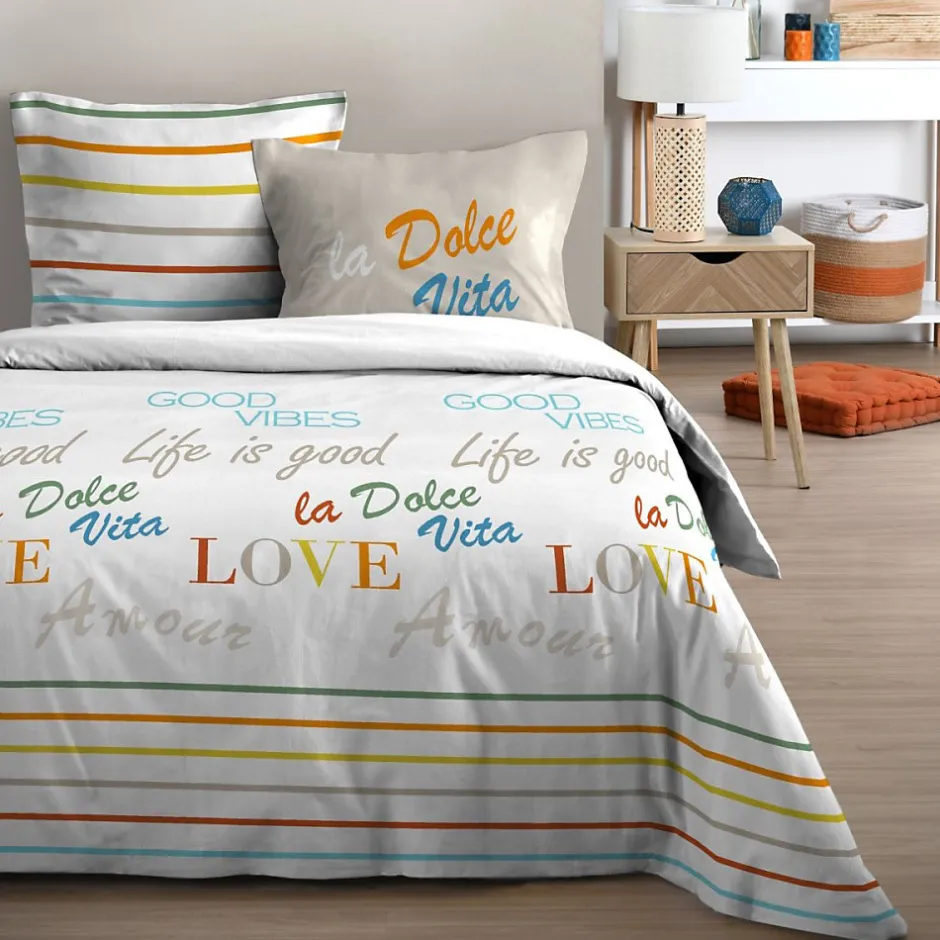 STOF Housse de couette 260x240 DOLCE VITA + 2 taies coton 57 fils