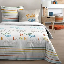STOF Housse de couette 240x220 DOLCE VITA + 2 taies coton 57 fils Best