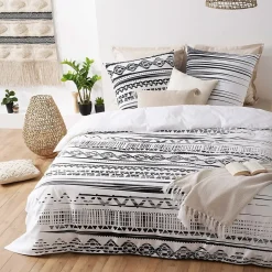 Atmosphera Créateur D'Intérieur Housse de couette 240x260 Ethnik NB + 2 taies 100% coton 57 fils