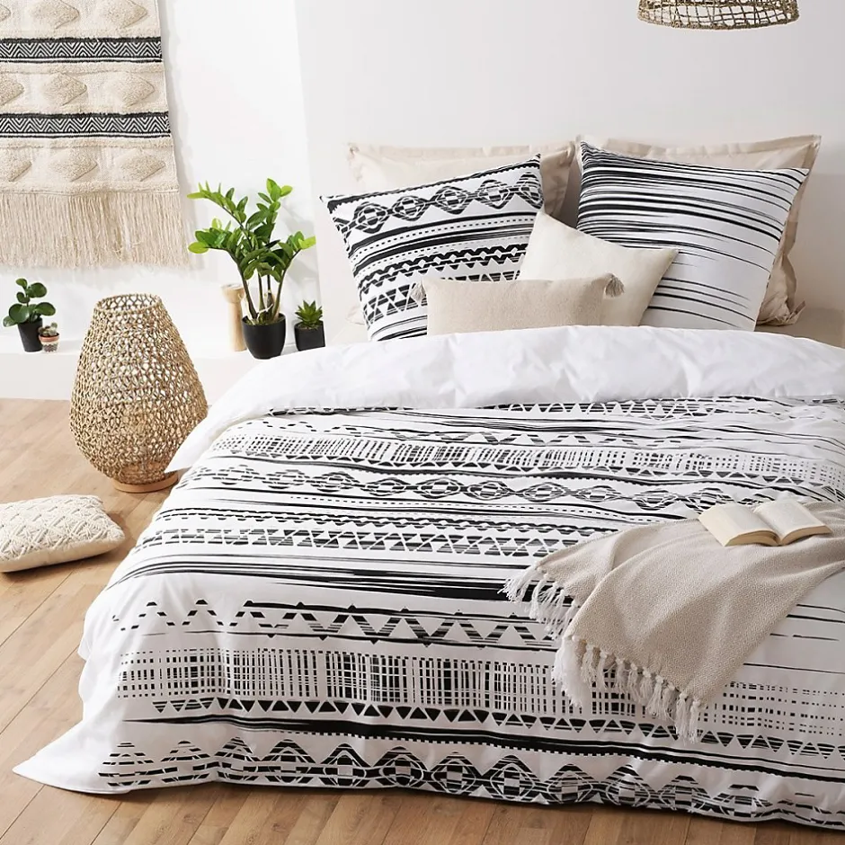 Atmosphera Créateur D'Intérieur Housse de couette 240x260 Ethnik NB + 2 taies 100% coton 57 fils