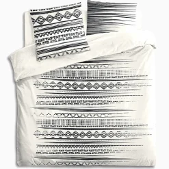 Atmosphera Créateur D'Intérieur Housse de couette 240x260 Ethnik NB + 2 taies 100% coton 57 fils