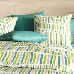 Atelier Du Coton Housse de couette 240x220 Flava green + 2 taies coton 57 fils