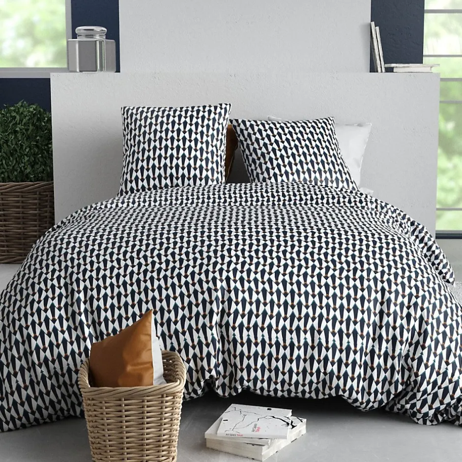 Atelier Du Coton Housse de couette 260x240 GEO + 2 taies coton 57 fils Outlet