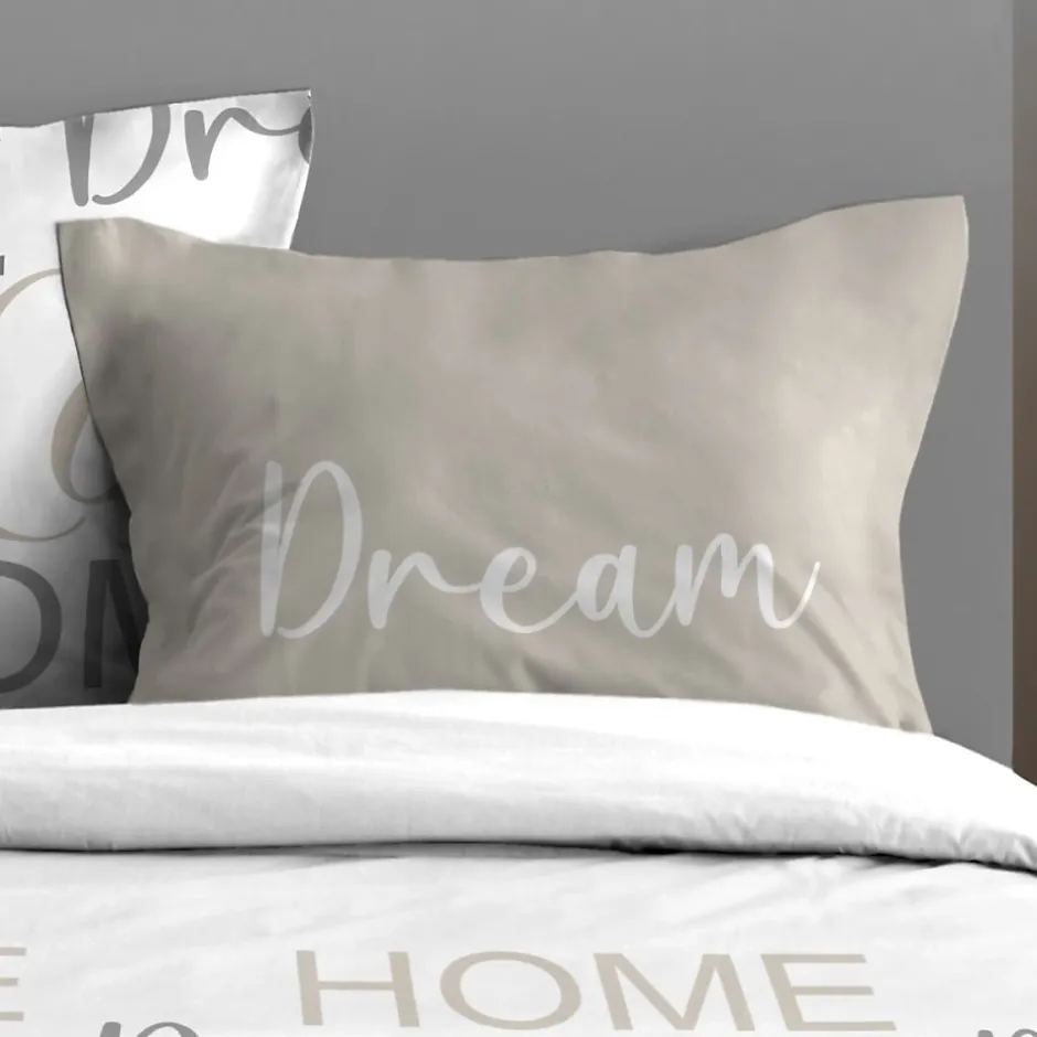 STOF Housse de couette 240x220 HOMELOVE + 2 taies coton 57 fils Hot