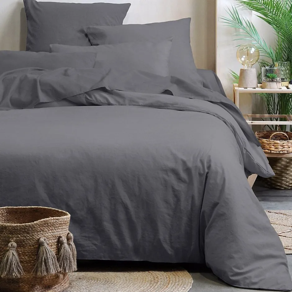 Lovely Casa Housse de couette 240x220 Horizon ardoise 100% coton bio 57 fils Online
