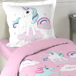 Douceur D'Intérieur Housse de couette 140x200 Licorne + 1 taie coton