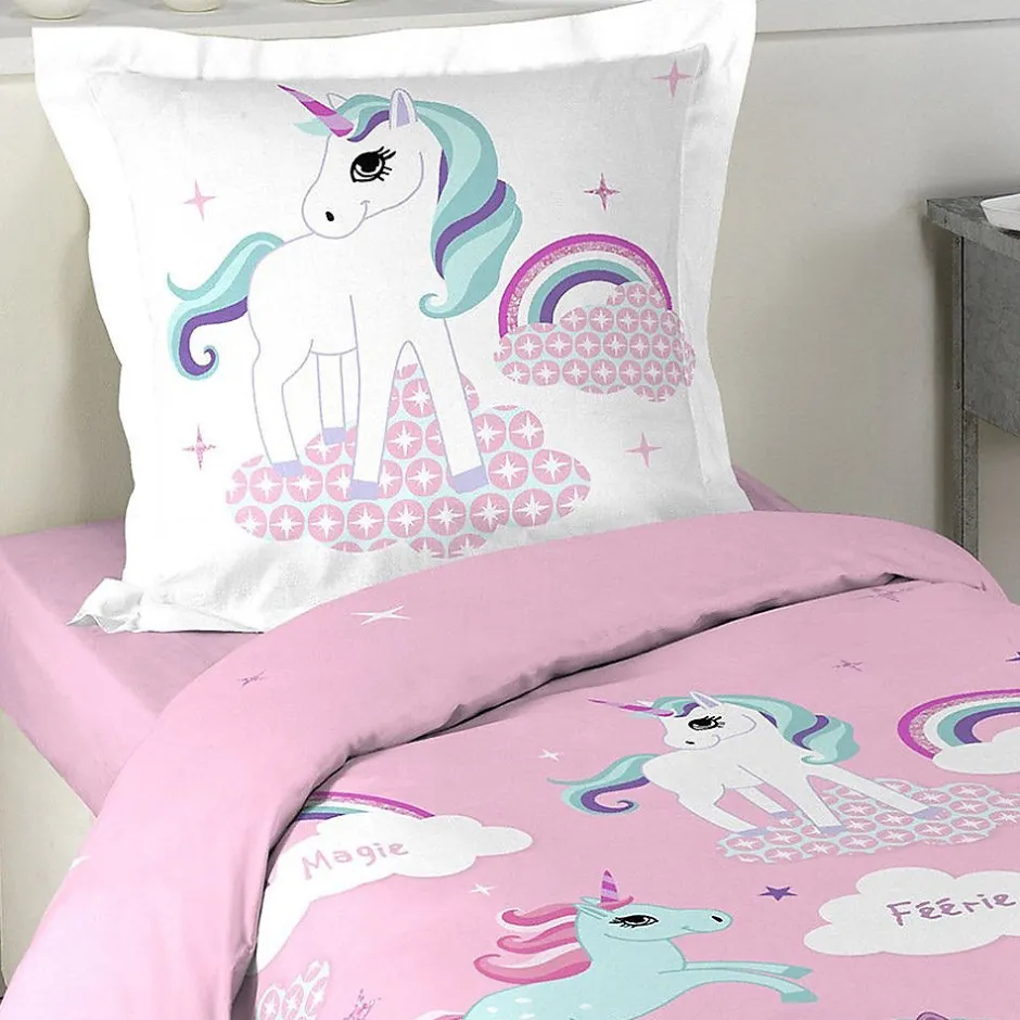 Douceur D'Intérieur Housse de couette 140x200 Licorne + 1 taie coton