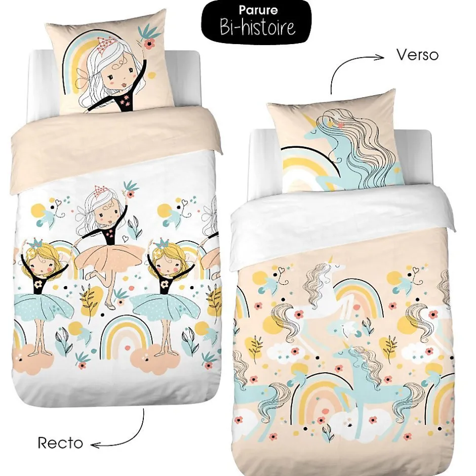 Cote Deco Housse de couette 140x200 Lola + taie polycoton