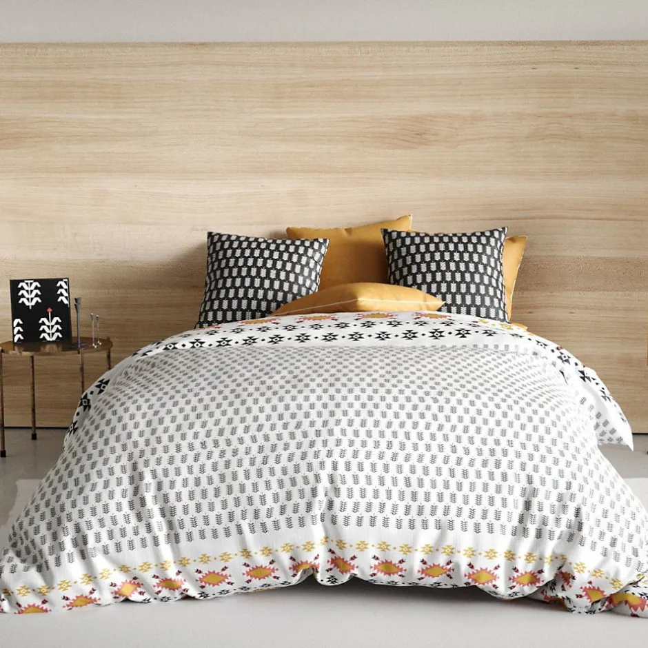 Atelier Du Coton Housse de couette 260x240 LOYA + 2 taies coton 57 fils Discount