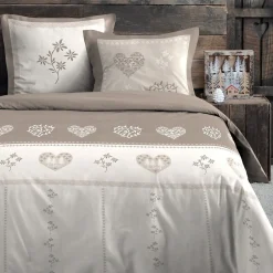STOF Housse de couette 260x240 MODANE NATUREL + 2 taies coton 57 fils