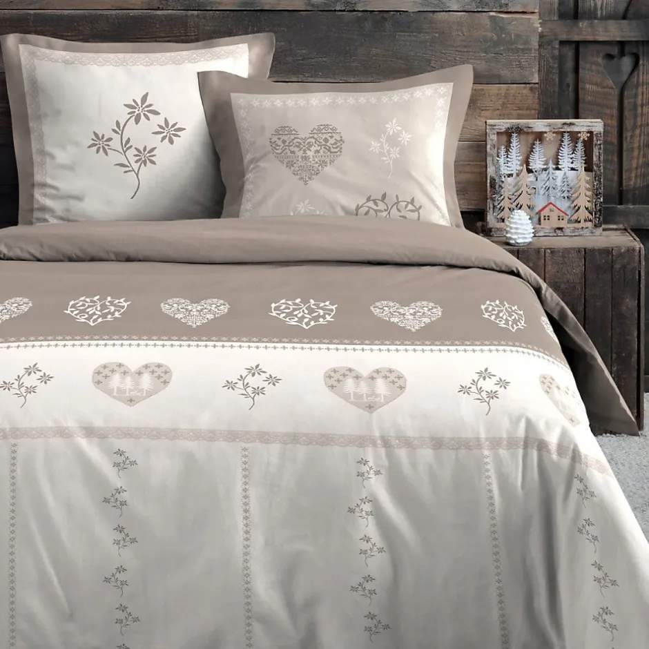 STOF Housse de couette 260x240 MODANE NATUREL + 2 taies coton 57 fils