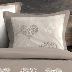 STOF Housse de couette 260x240 MODANE NATUREL + 2 taies coton 57 fils