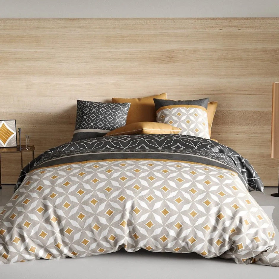 Atelier Du Coton Housse de couette 260x240 Ota + 2 taies coton 57 fils Outlet