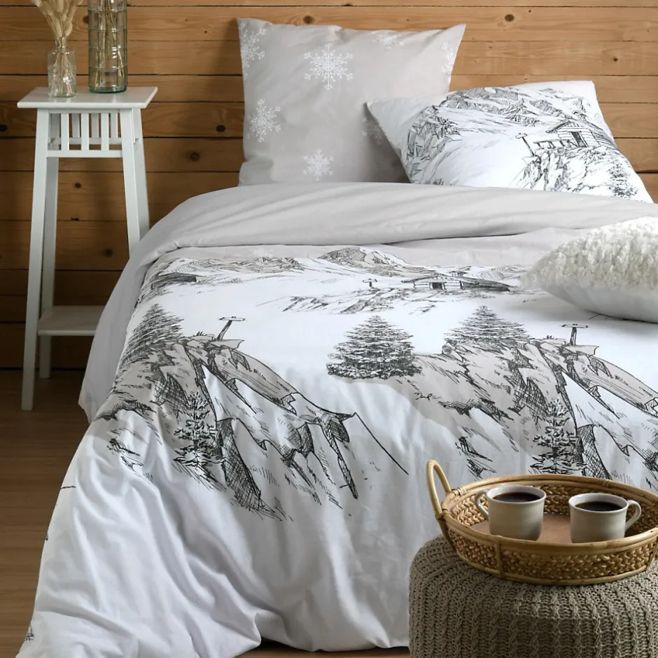 STOF Housse de couette 240x220 REFUGE + 2 taies coton 57 fils