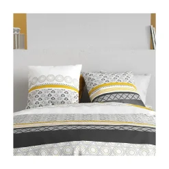 Atelier Du Coton Housse de couette 260x240 SPIRA + 2 taies coton 57 fils New