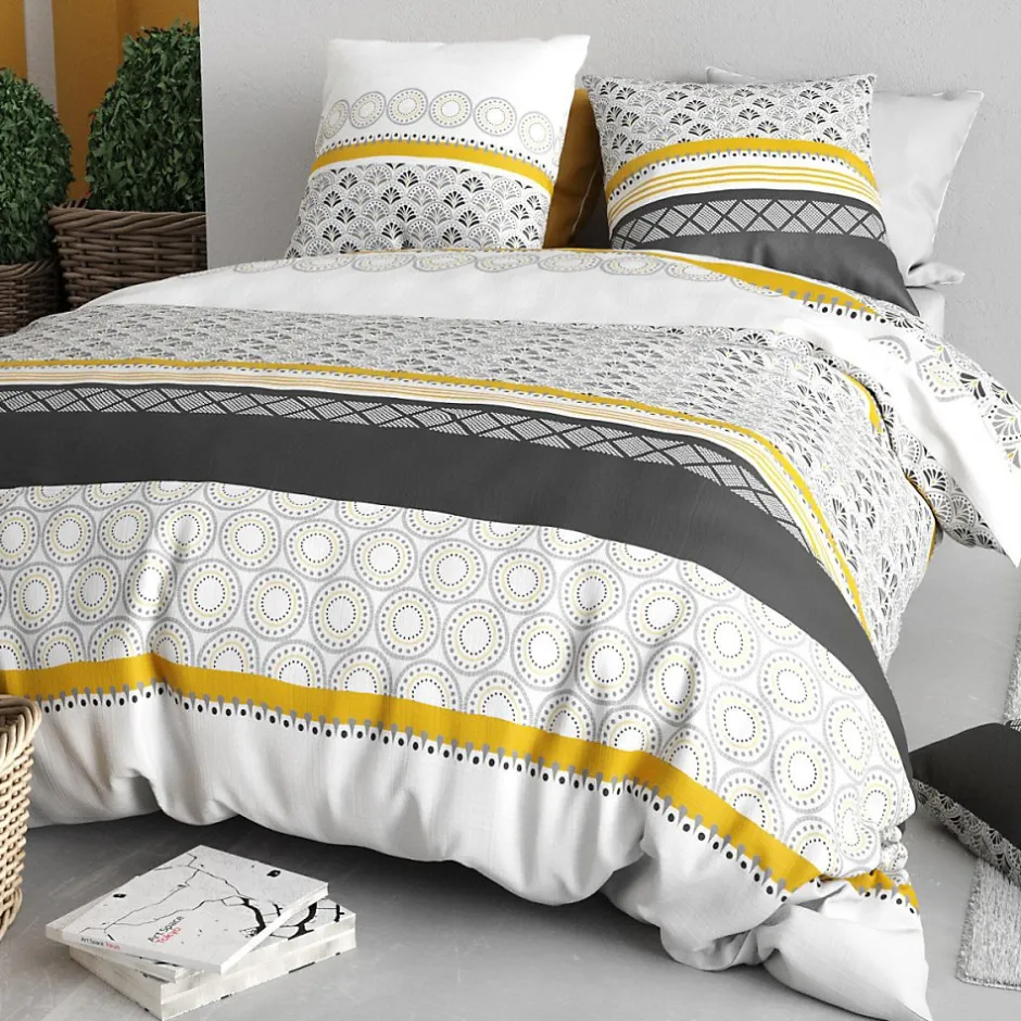 Atelier Du Coton Housse de couette 260x240 SPIRA + 2 taies coton 57 fils New