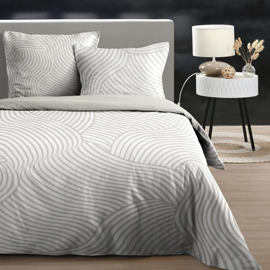 STOF Housse de couette 240x220 TORY + 2 taies coton 57 fils Hot