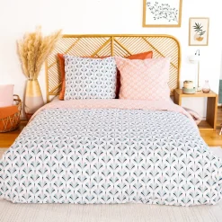 Cote Deco Housse de couette 240x220 VOLEA + 2 taies 100% coton adouci 57 fils/cm2